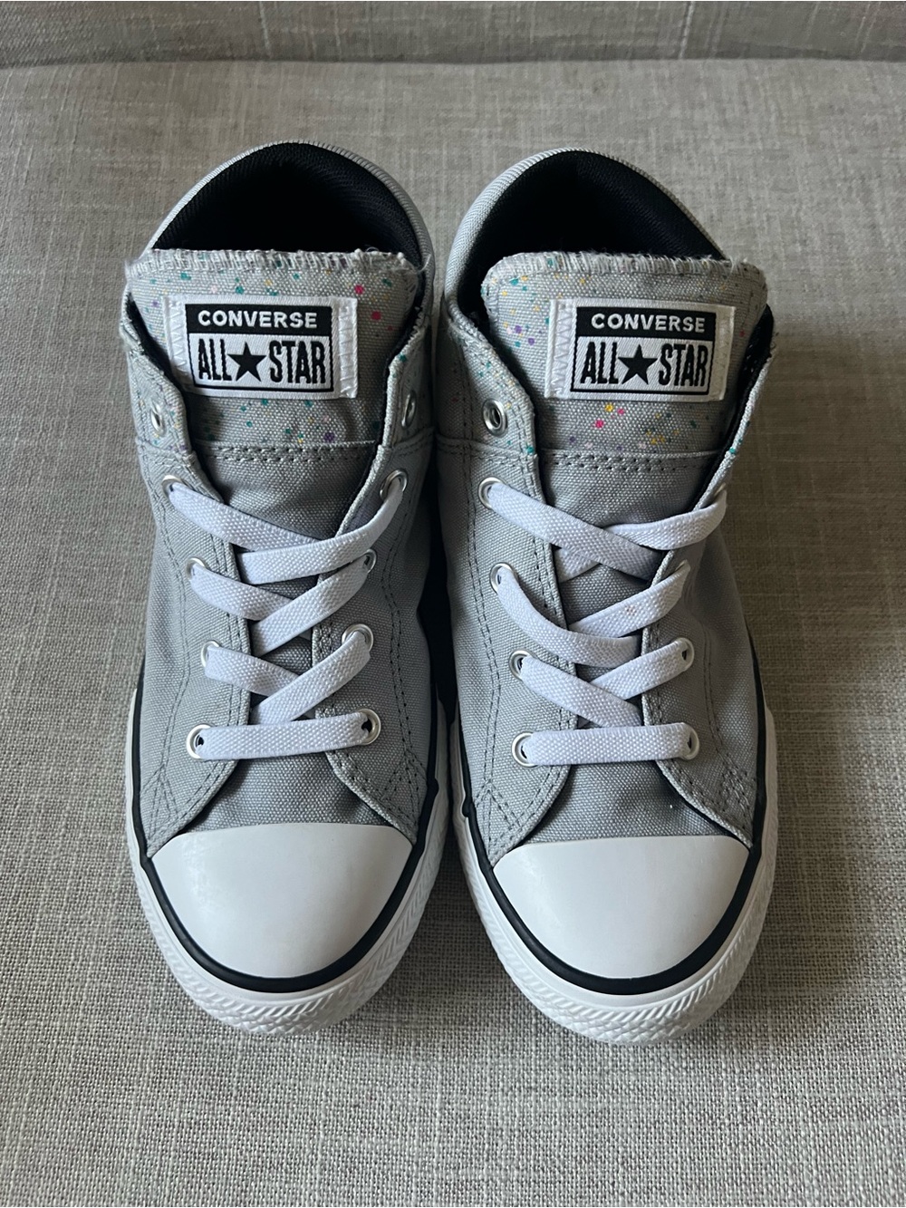 Converse Grey Canvas unisex casual logo school mid Sneakers, kids size 3
